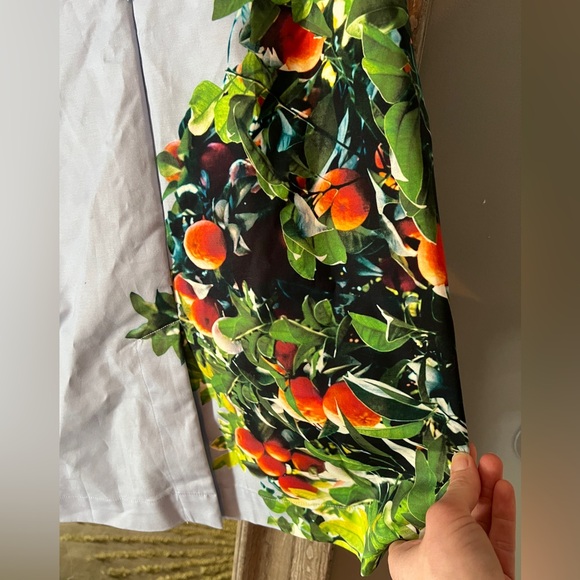 Anthropologie Maeve Midi Dress 4p Orange Bough Sheath Stretch Blue High Neck - Picture 14 of 14